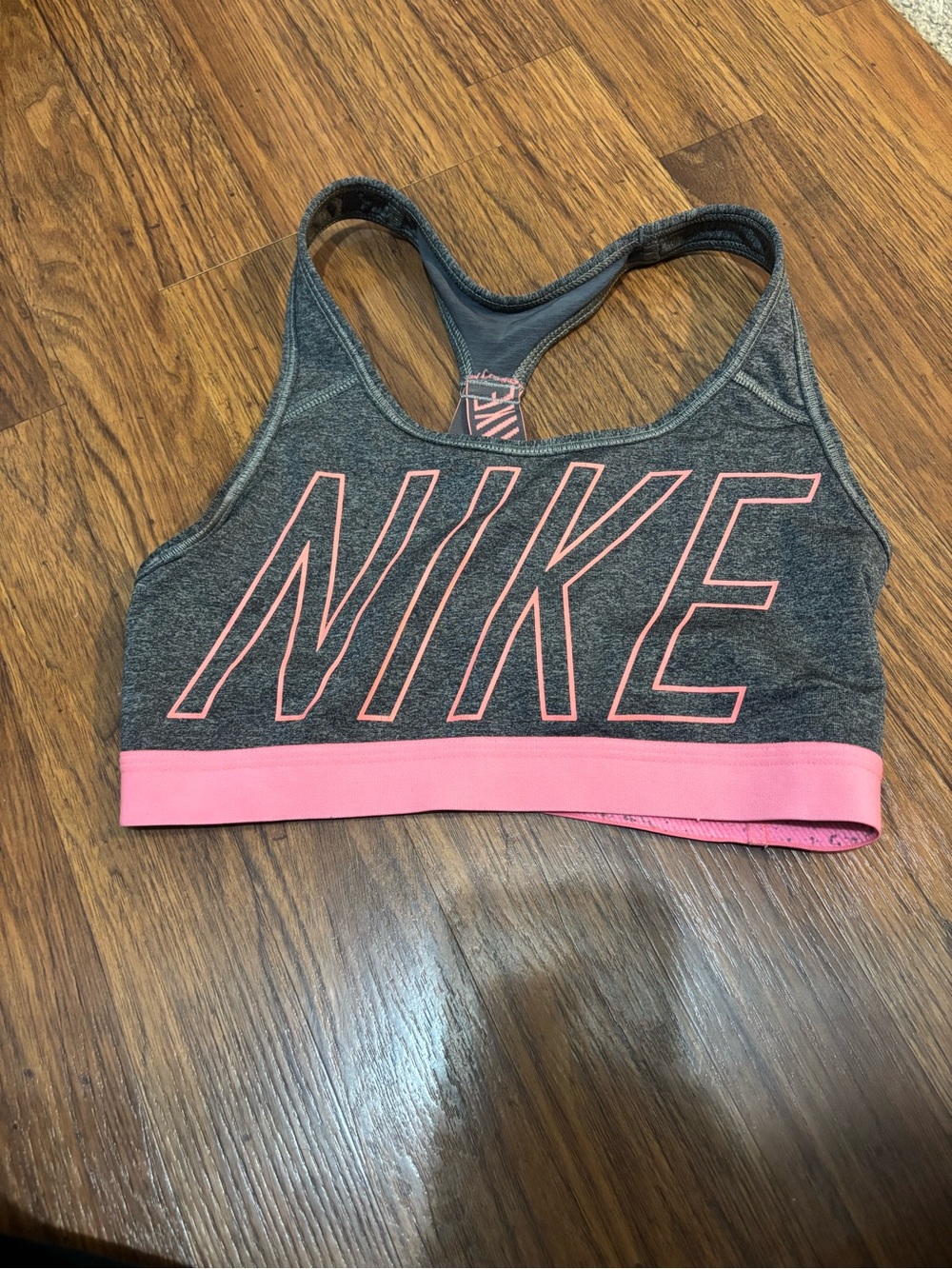 Nike Women’s Gray & Pink Logo Sports bra
